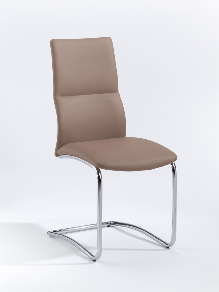 MIA 01 Cantilever chair metal chromed artificial leather cappuccino B 44, H 96, T 63 cm